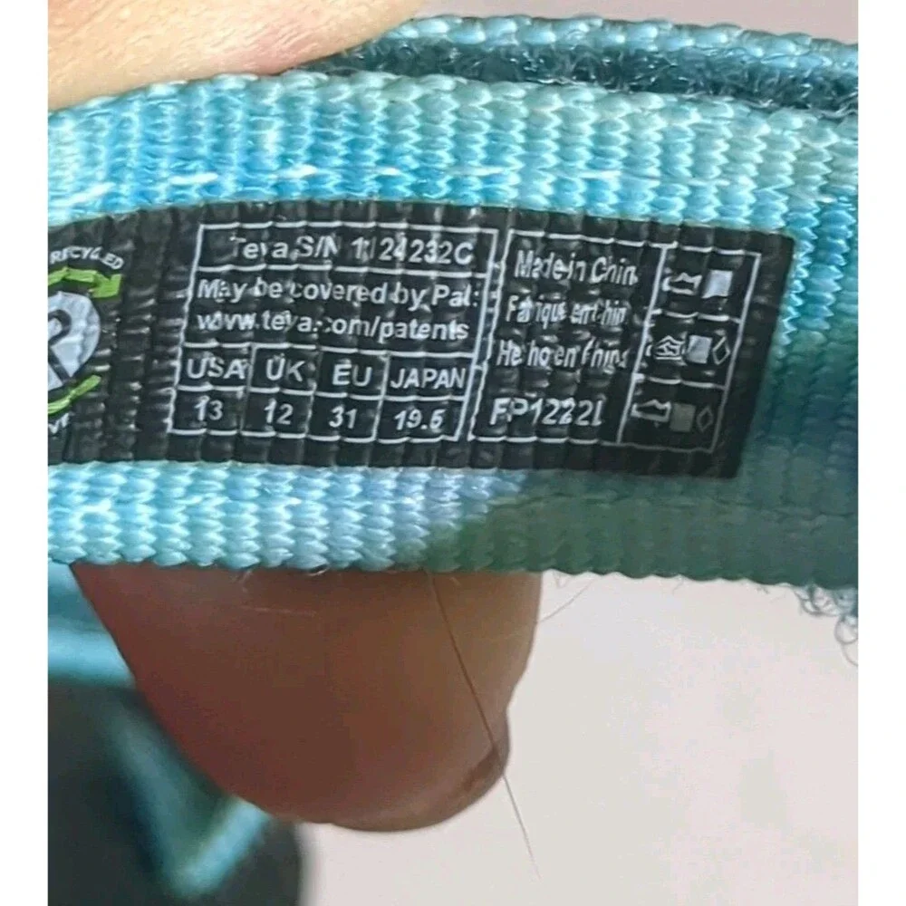 Teva Water Sandals Youth 13 Tie Dye Strap Hiking Outdoor Blue Green 112423C